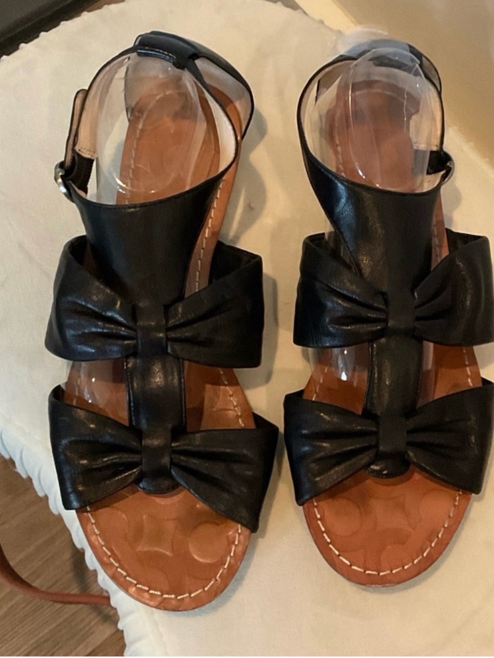 Coach Bow Strap Flats Sandals